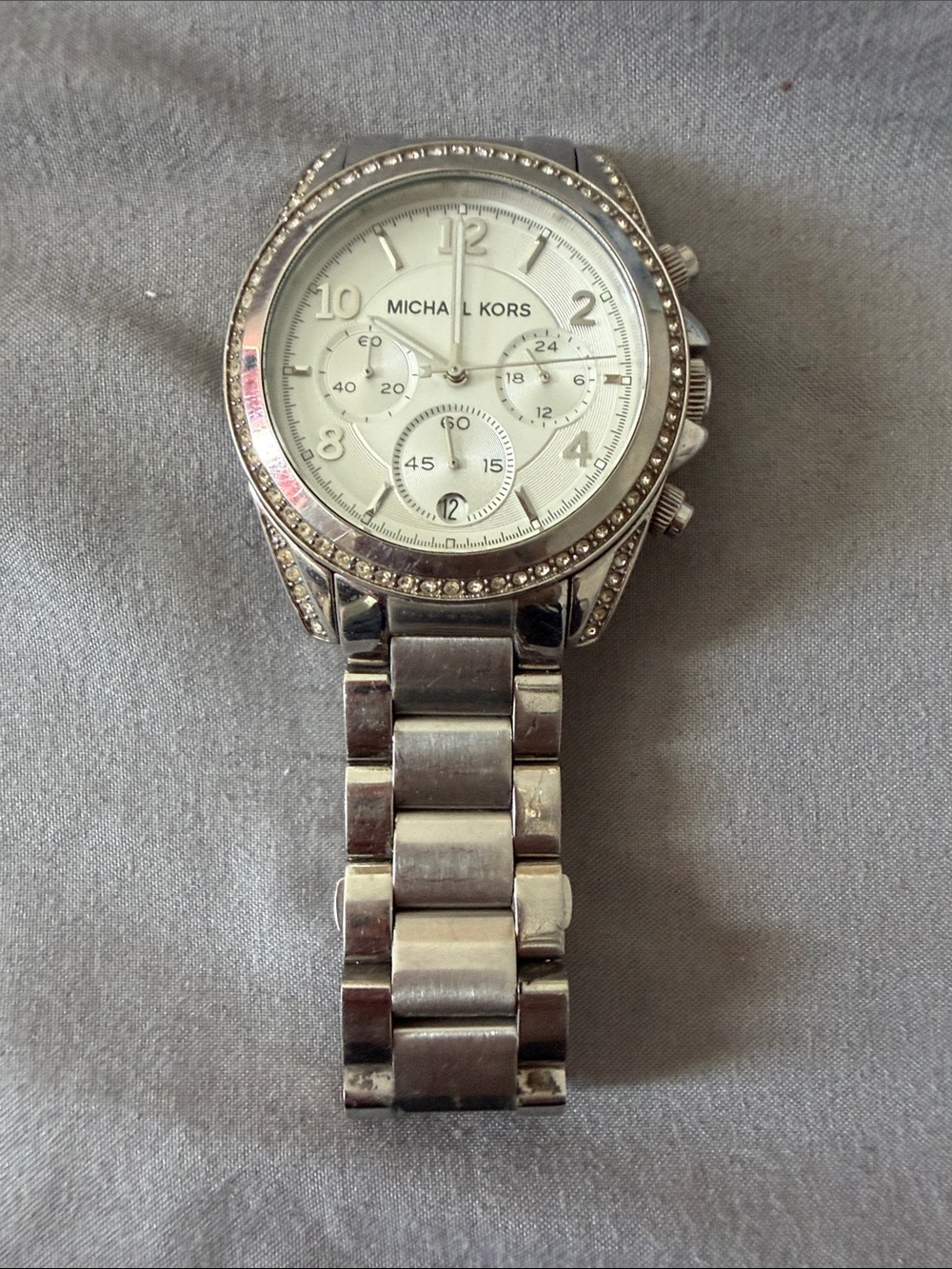Michael Kors Silver Crystal-Accent Women's Bracelet Watch